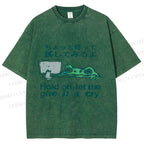 Unisex Silly Frog Hold On Let Me Give It A Cry Printed Washed Tee