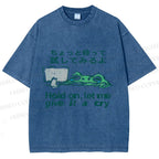 Unisex Silly Frog Hold On Let Me Give It A Cry Printed Washed Tee