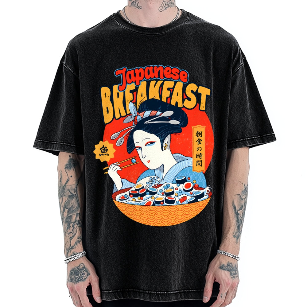 Geisha Fish Sushi Vintage Washed T-shirt