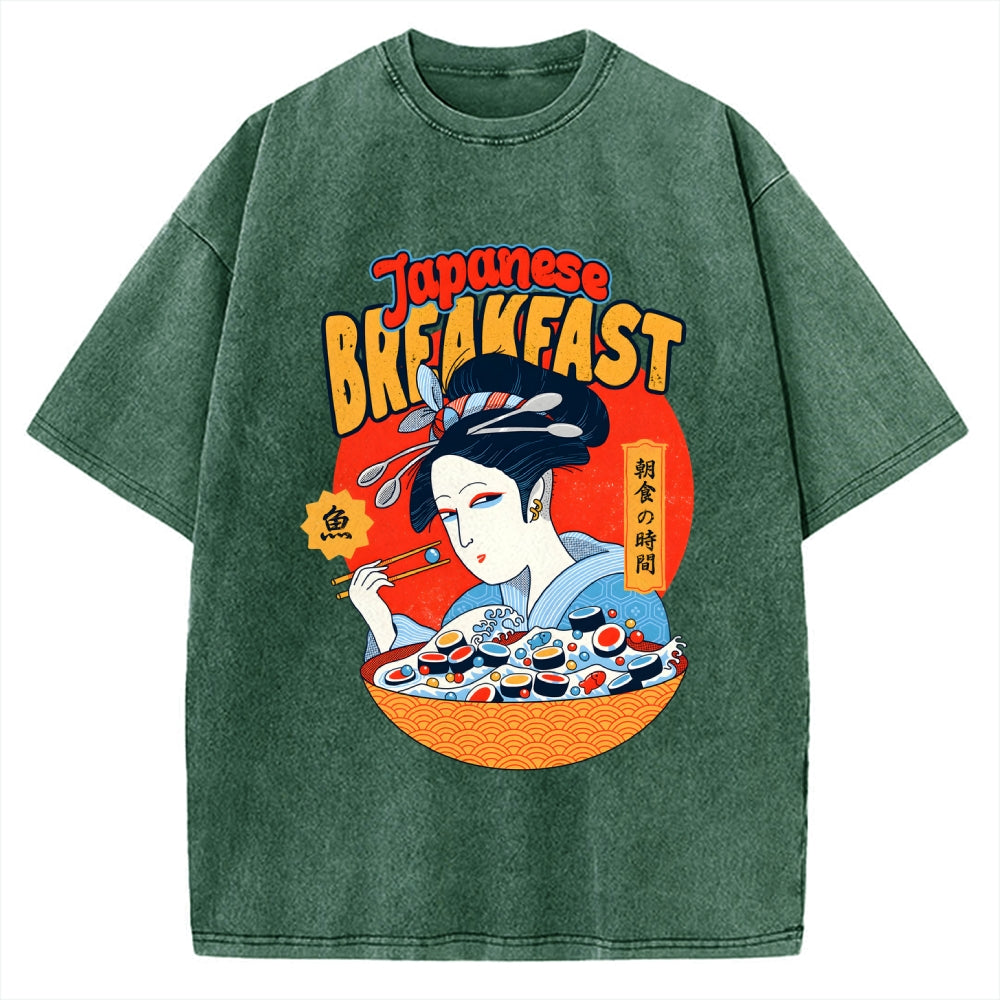 Geisha Fish Sushi Vintage Washed T-shirt