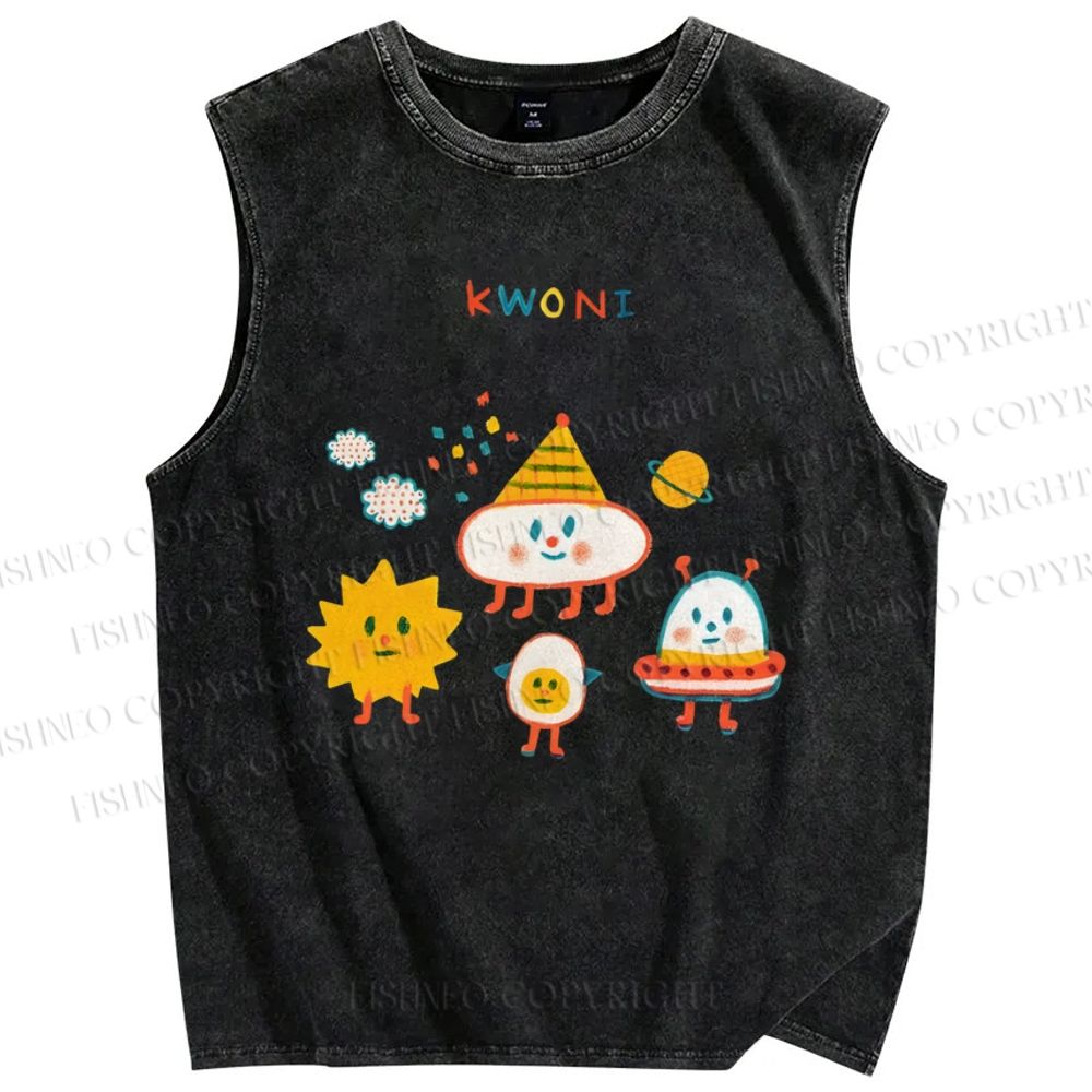 Unisex Kwoni Printed Washed Tank Top