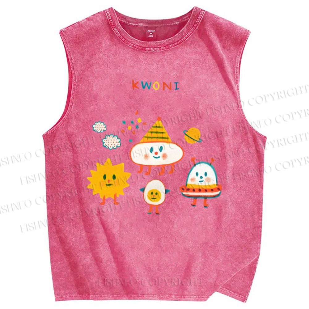 Unisex Kwoni Printed Washed Tank Top