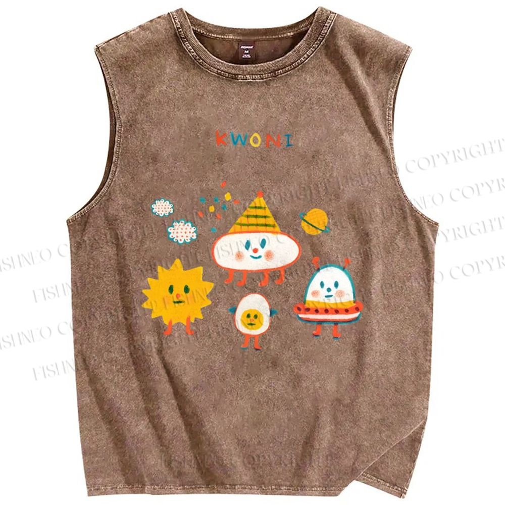Unisex Kwoni Printed Washed Tank Top