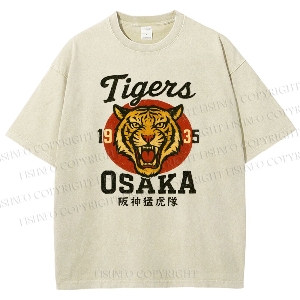 Unisex Tiger Osaka Printed Washed Tee