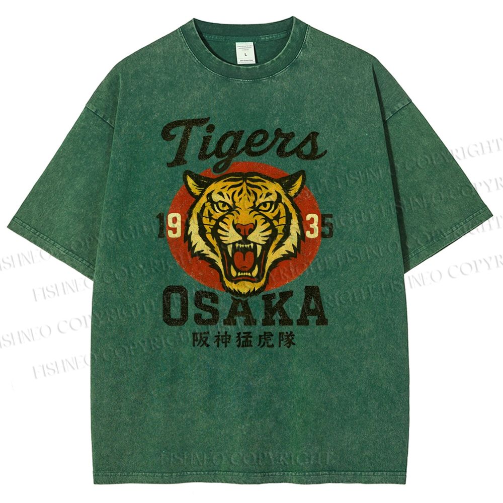 Unisex Tiger Osaka Printed Washed Tee