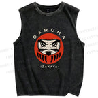Unisex Daruma Printed Washed Tank Top