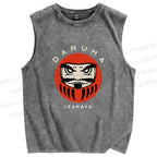 Unisex Daruma Printed Washed Tank Top