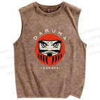 Unisex Daruma Printed Washed Tank Top