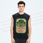 Unisex Sardines Printed Washed Tank Top