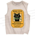 Unisex Sardines Printed Washed Tank Top