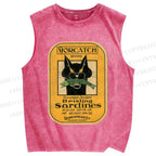 Unisex Sardines Printed Washed Tank Top
