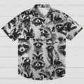 Playful Raccoon White Button-up Shirt