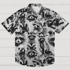Playful Raccoon White Button-up Shirt