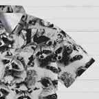 Playful Raccoon White Button-up Shirt
