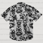Playful Raccoon White Button-up Shirt