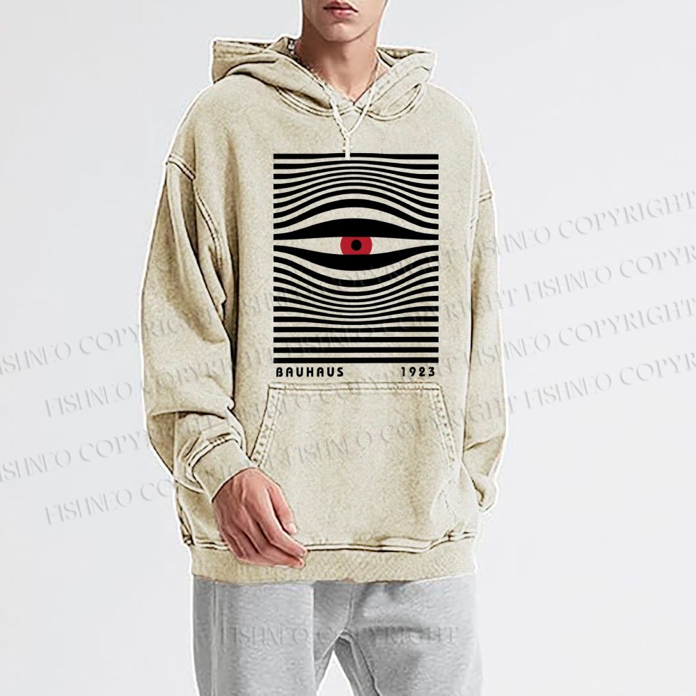 Unisex Geometric Eyes Casual Washed Hoodies