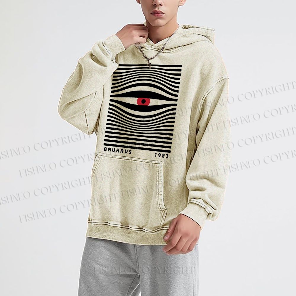 Unisex Geometric Eyes Casual Washed Hoodies