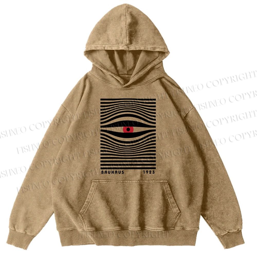 Unisex Geometric Eyes Casual Washed Hoodies