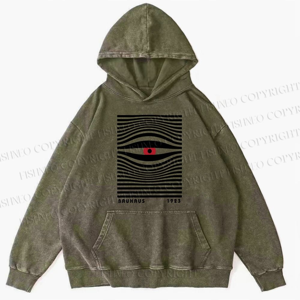 Unisex Geometric Eyes Casual Washed Hoodies