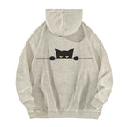 Cat Vintage Washed Cotton Back Art Hoodie