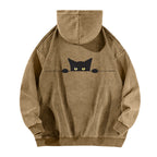Cat Vintage Washed Cotton Back Art Hoodie
