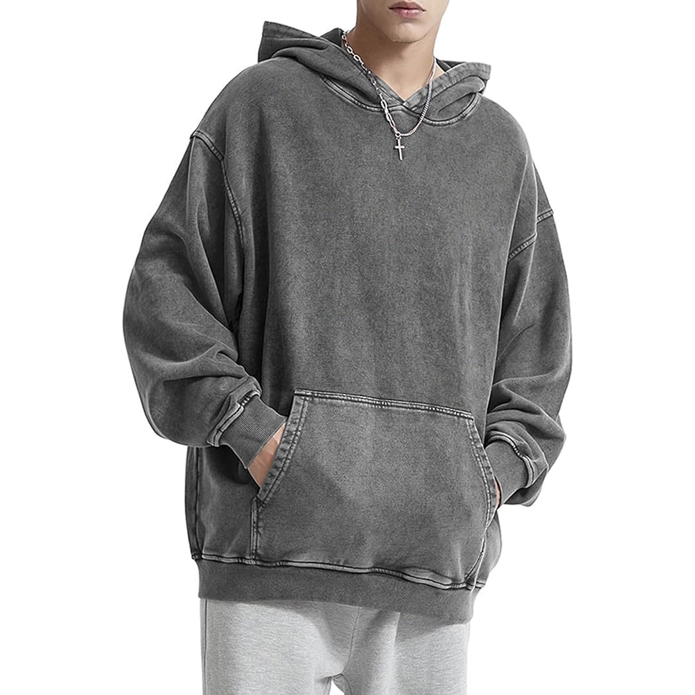 Cat Vintage Washed Cotton Back Art Hoodie