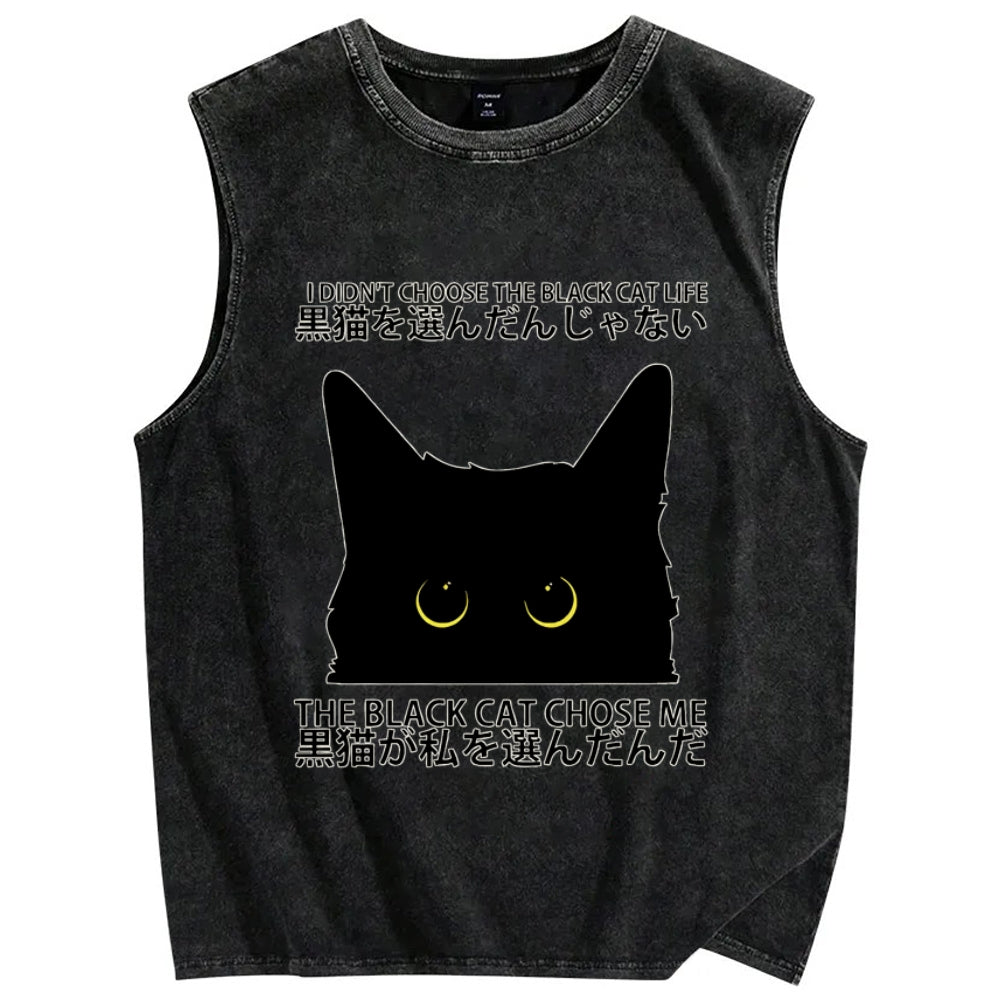 Black Cat's Choice Vintage Distressed Washed Tank Top