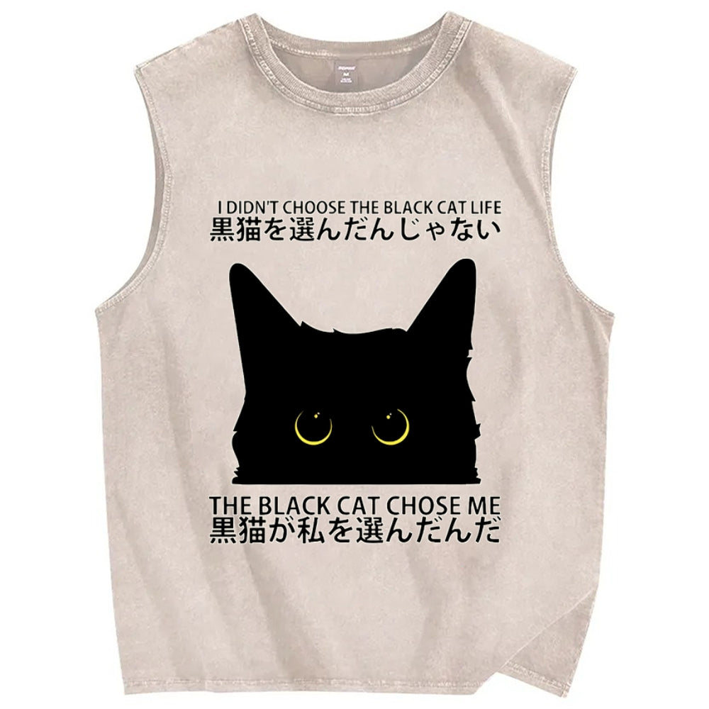 Black Cat's Choice Vintage Distressed Washed Tank Top