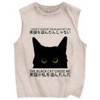 Black Cat's Choice Vintage Distressed Washed Tank Top