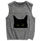 Black Cat's Choice Vintage Distressed Washed Tank Top