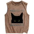 Black Cat's Choice Vintage Distressed Washed Tank Top