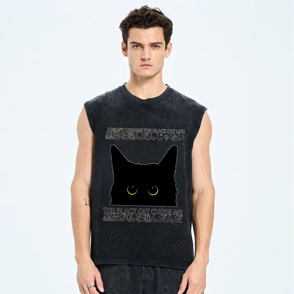 Black Cat's Choice Vintage Distressed Washed Tank Top