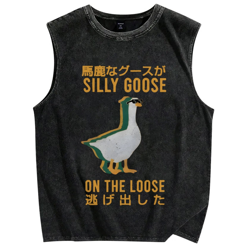 Silly Goose on the loose Funny Vintage Distressed Washed Tank Top