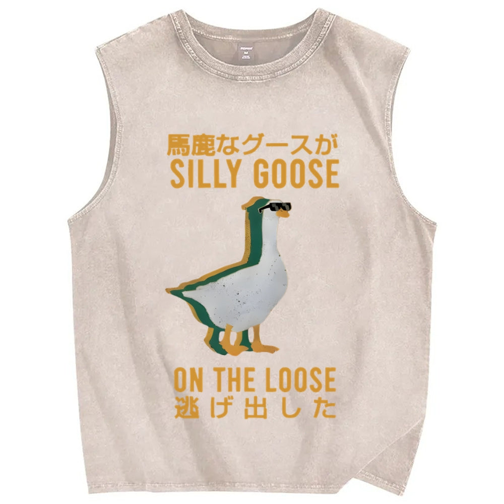 Silly Goose on the loose Funny Vintage Distressed Washed Tank Top
