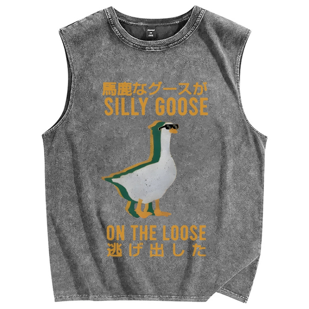 Silly Goose on the loose Funny Vintage Distressed Washed Tank Top