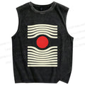 Unisex Artistic Geometric Eyes Printed Washed Tank Top