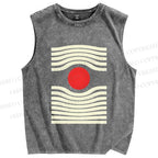 Unisex Artistic Geometric Eyes Printed Washed Tank Top