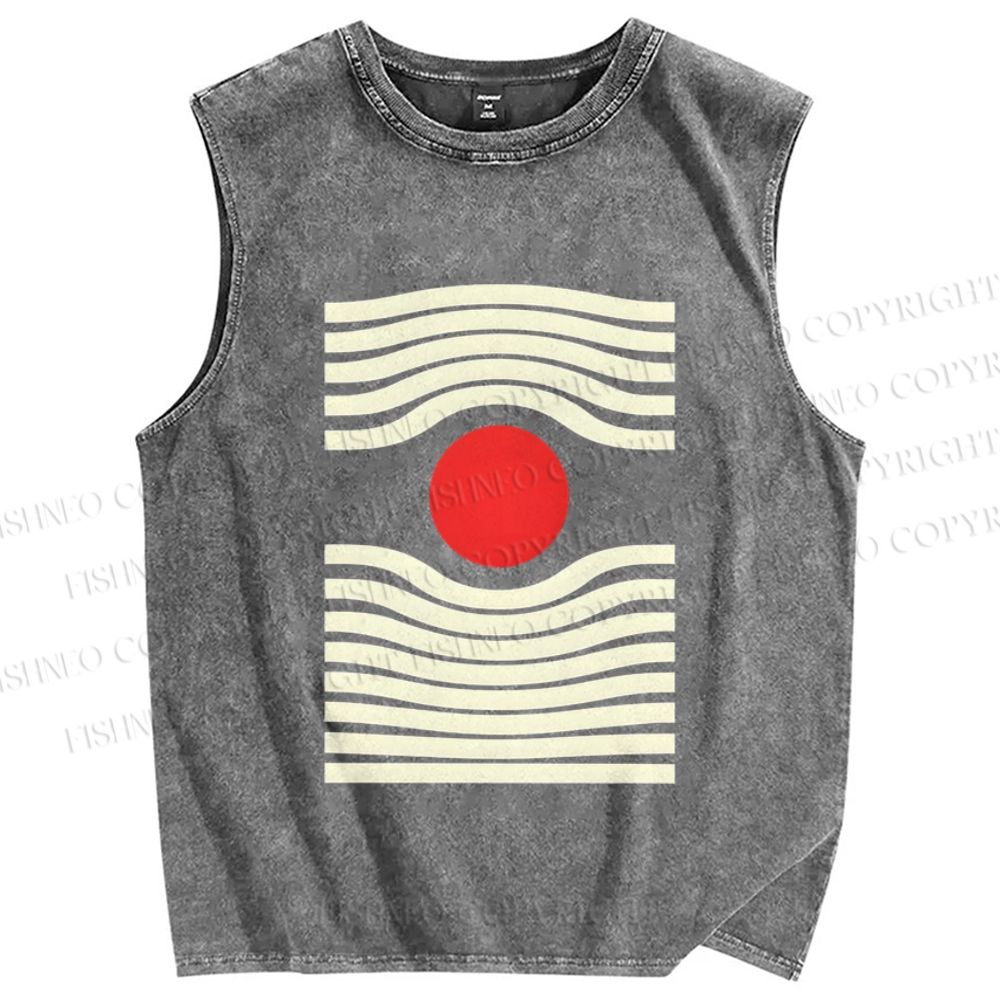 Unisex Artistic Geometric Eyes Printed Washed Tank Top