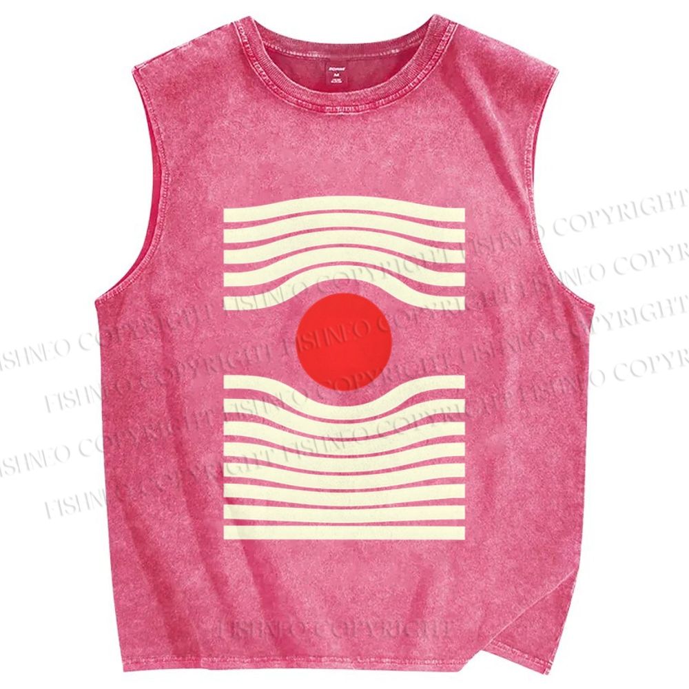 Unisex Artistic Geometric Eyes Printed Washed Tank Top
