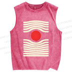 Unisex Artistic Geometric Eyes Printed Washed Tank Top