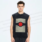 Unisex Artistic Geometric Eyes Printed Washed Tank Top
