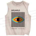 Unisex Geometric Colorful Eyes Printed Washed Tank Top