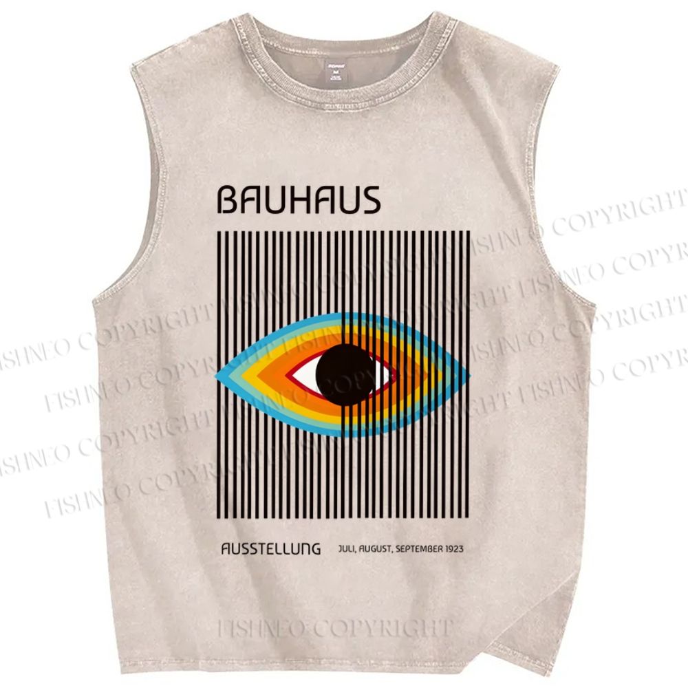 Unisex Geometric Colorful Eyes Printed Washed Tank Top