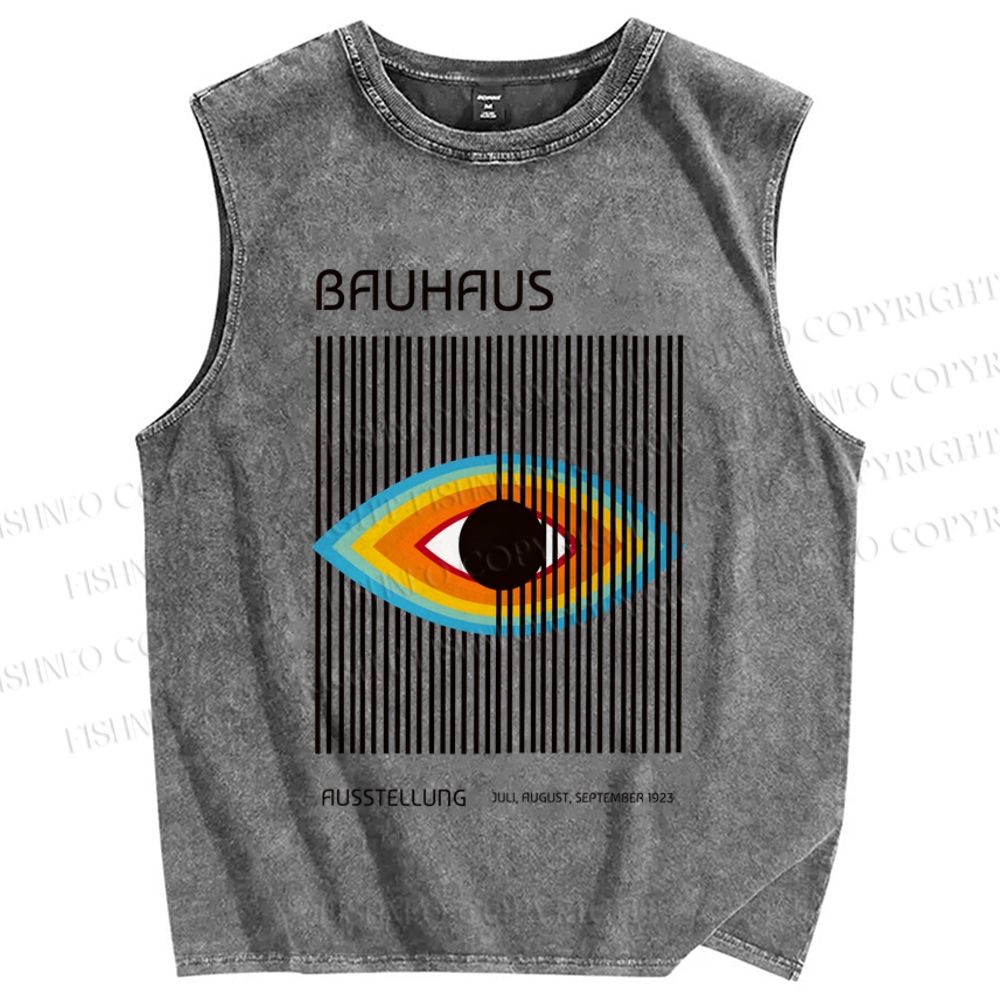 Unisex Geometric Colorful Eyes Printed Washed Tank Top