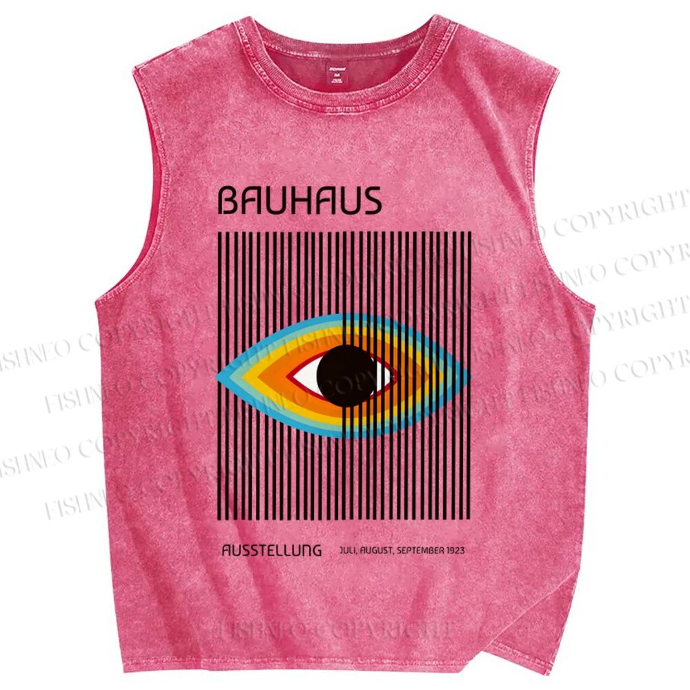 Unisex Geometric Colorful Eyes Printed Washed Tank Top