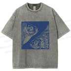 Unisex Vintage Fish Printed Washed Tee
