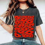 Unisex Poppy Flowers Printed Washed Tee