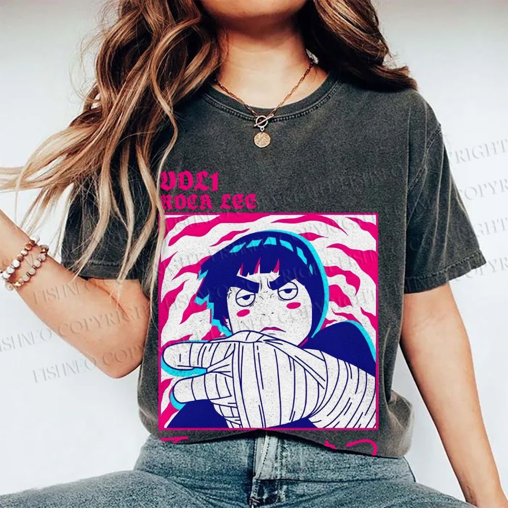 Unisex Japanese Anime Printed Washed Tee