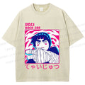 Unisex Japanese Anime Printed Washed Tee