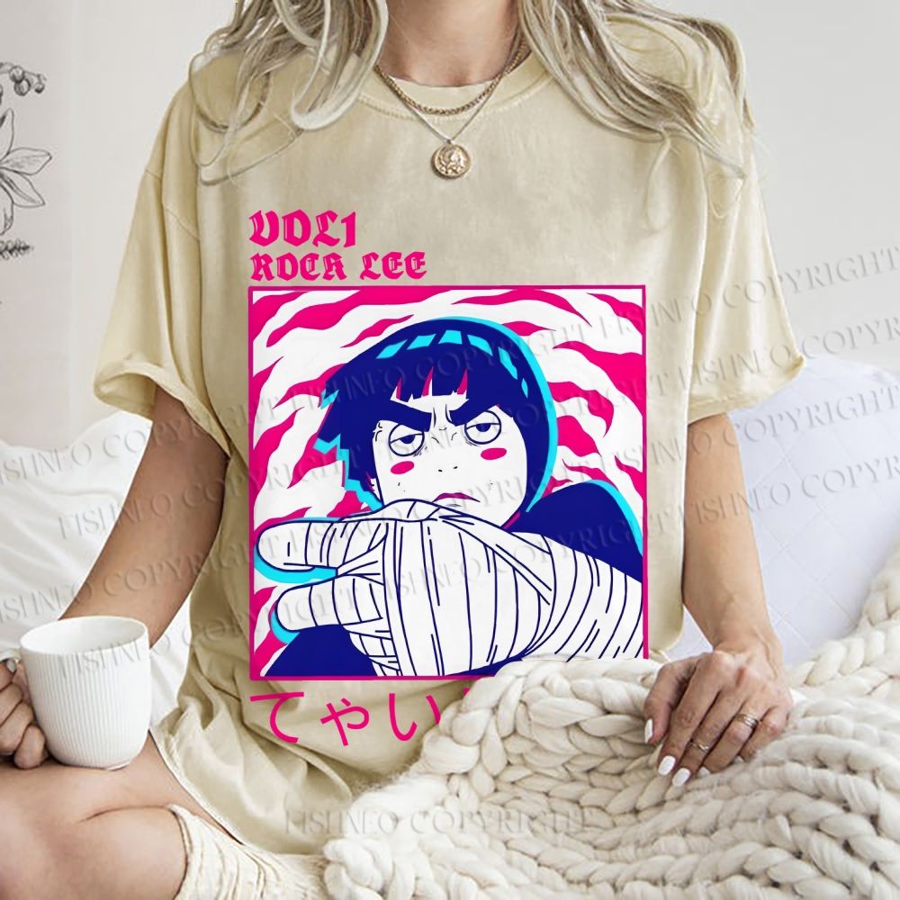 Unisex Japanese Anime Printed Washed Tee
